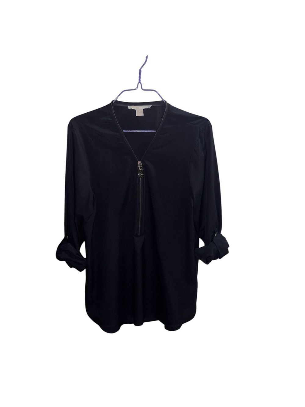 Michael Kors Black Zip-Front Tunic Top